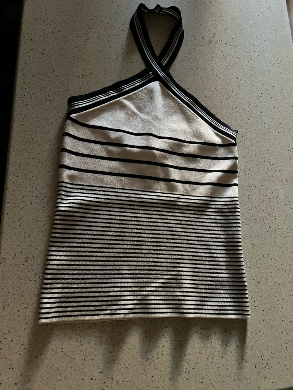 White House Black Market halter top cream and black